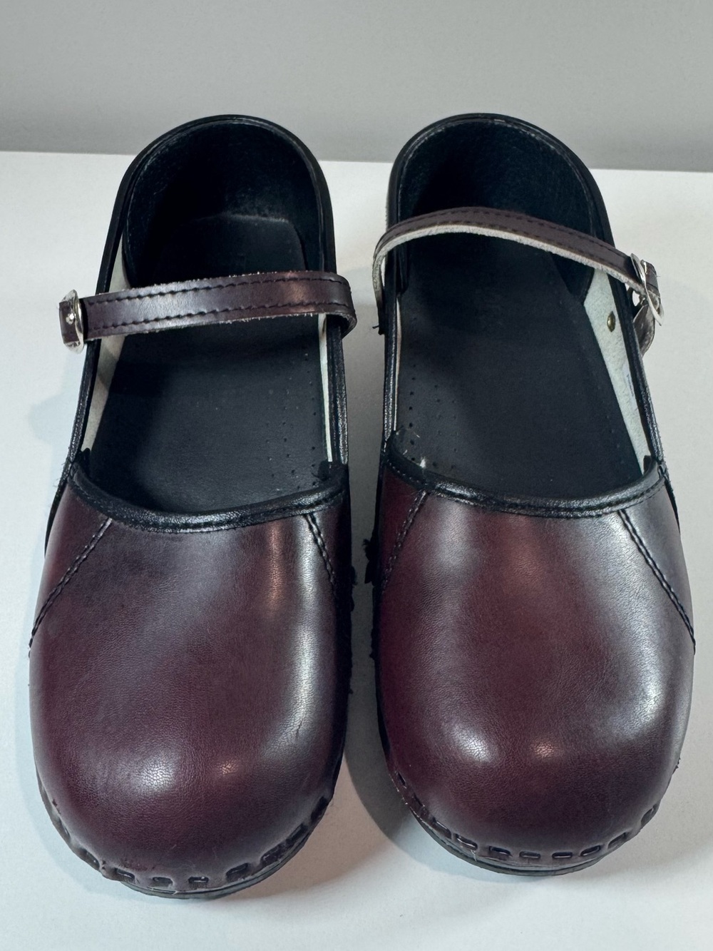 BJORK Marcella Mary Jane Bordeaux Cabrio Leather Clogs euro size 39 40 US 8.5/9
